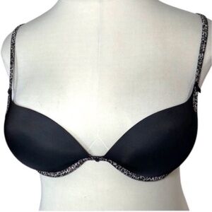 Victoria’s Secret Black Leopard Bra Sexy Little Thing Convertible Underwire 36C